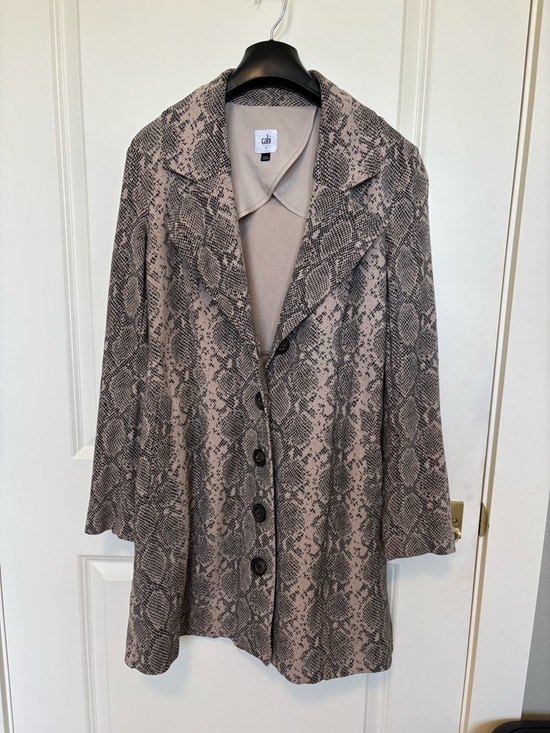 CAbi Jackets & Blazers - CAbi Taupe & Black Snake-Print Trench Coat